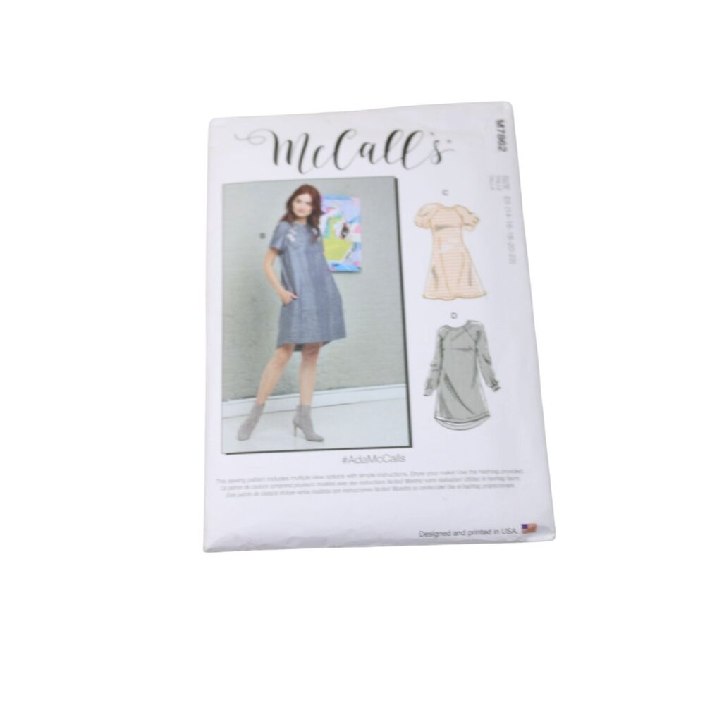 McCalls M7862 Ladies Plus Size Dress Knee Length UNCUT 93193 14 16 18 20 22